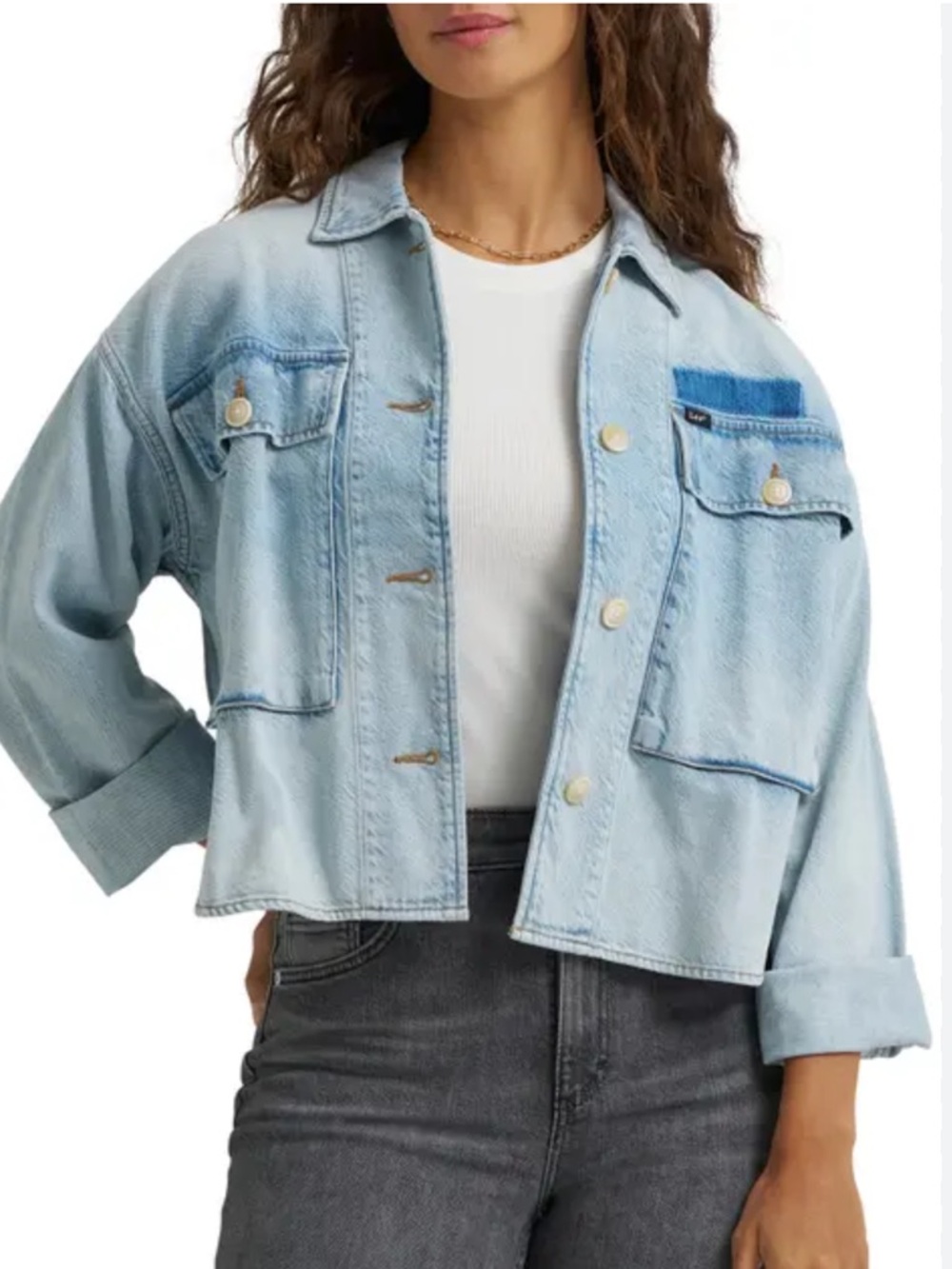 WOMEN'S OVERSIZED DOUBLE POCKET UTILITY OVERSHIRT